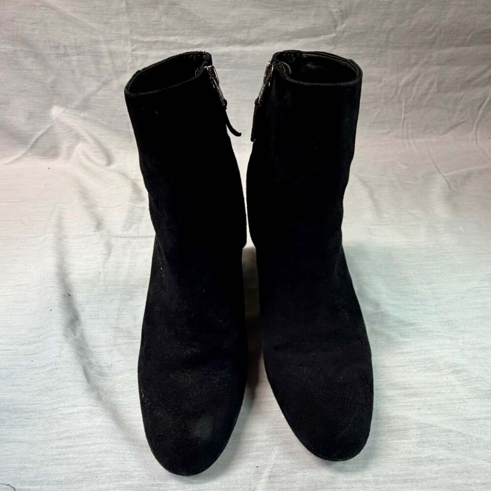 Sam Edelman Black Suede Block Heel Ankle Boots Booties Size 9M